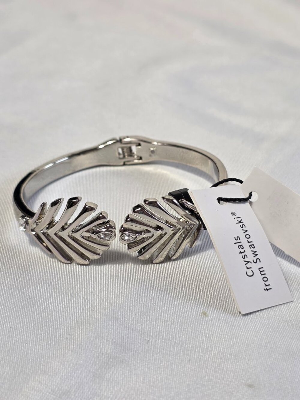 White House Black Market Bangle Bracelet Silver-Tone Swarovski Crystals NEW